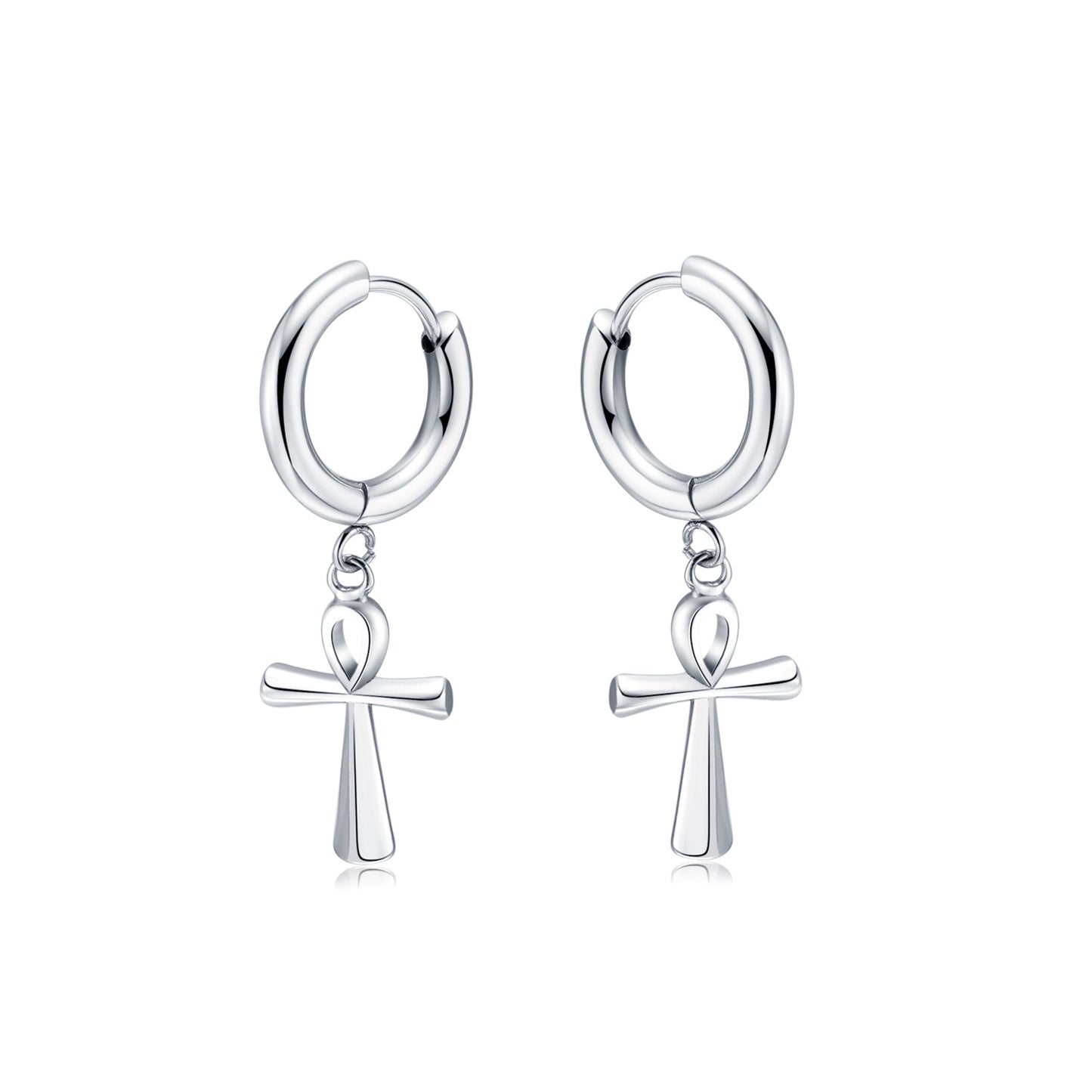 Women's & Men's Ornament Source Fashion Stainless Steel Punk Simple Cross Earrings