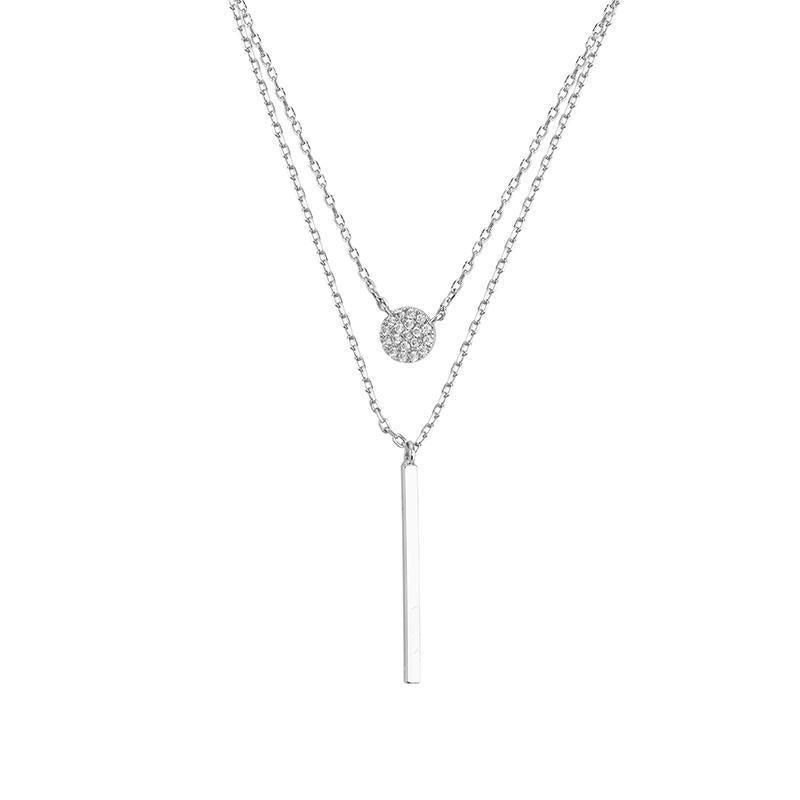 Round Rhinestone Double Layer Female Clavicle Cold Wind Necklaces