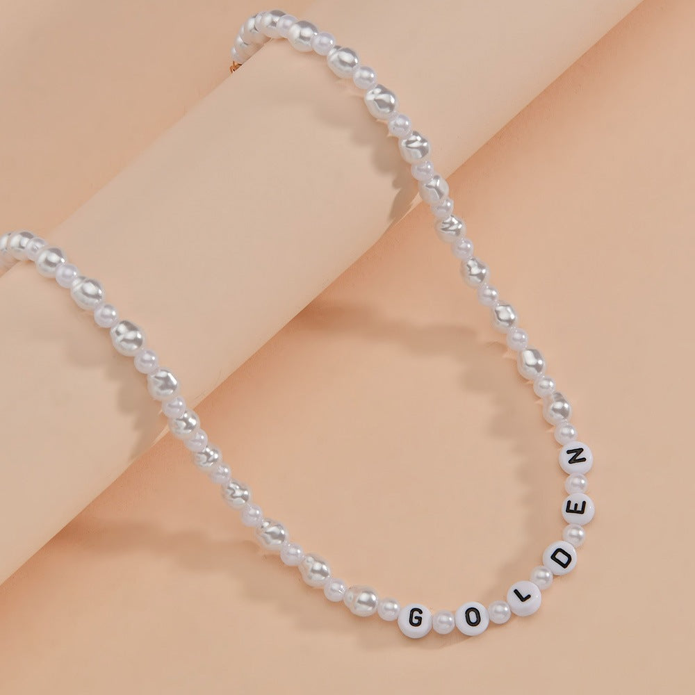 Women's Personalized Simple English Letter Beaded Pearl Necklaces