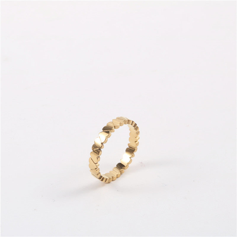 Simple Love Heart Titanium Steel Gold Rings