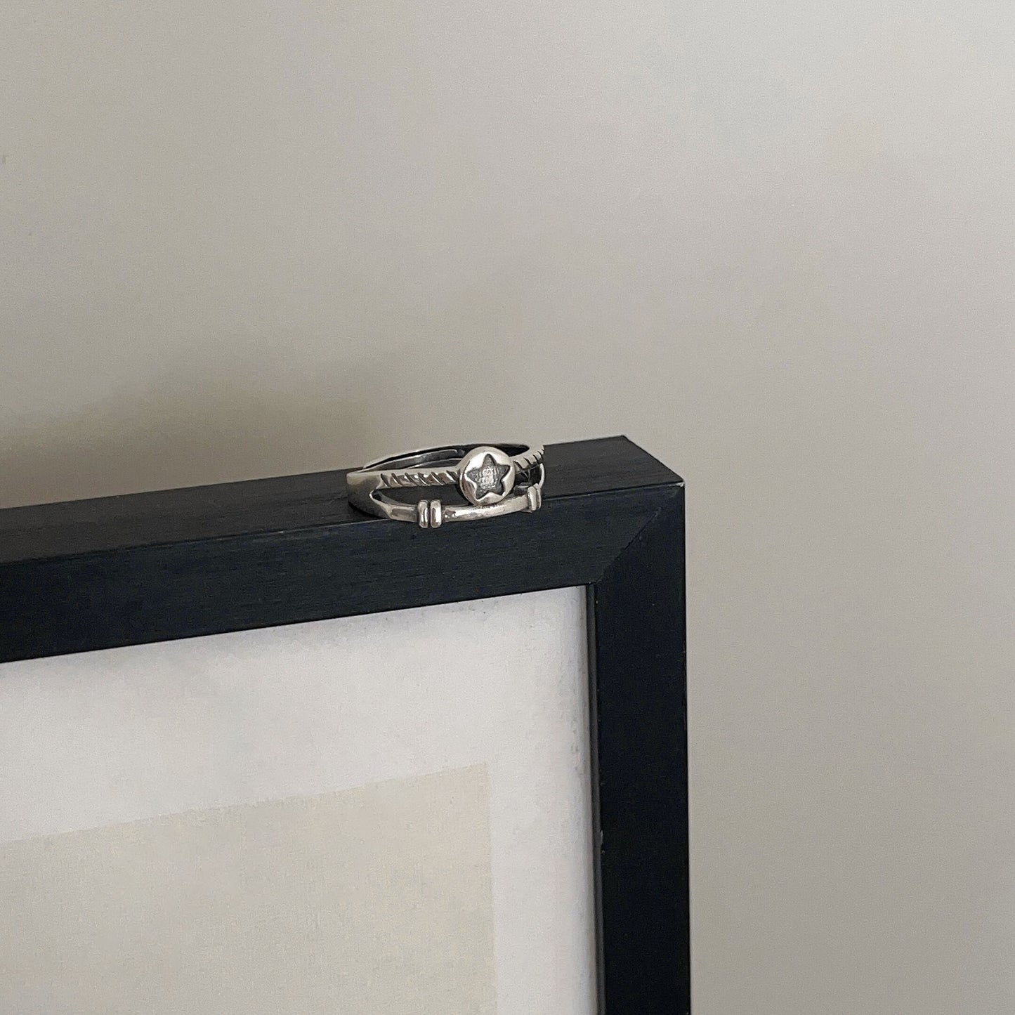 Bagues d'indexation féminines pentagramme de style industriel en argent sterling