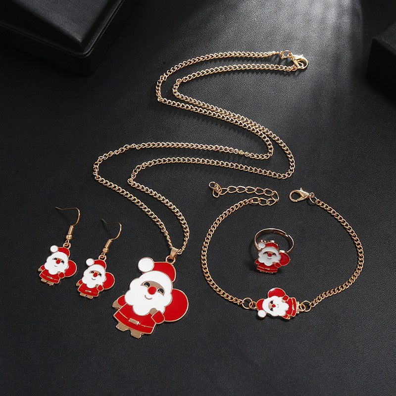 Christmas Suit Cute Santa Dripping Oil Necklaces