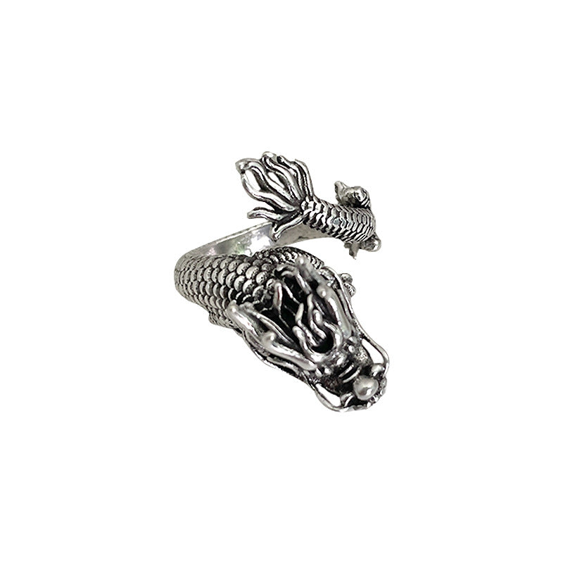 Men's Personality Retro Dragon Pattern Exaggerated Jewelry Hip Hop Rings