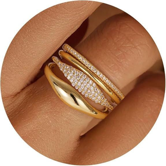 Women's Gold Coating Stacked Diamond Simple Affordable Rings