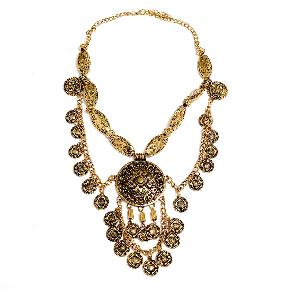 Profile Ethnic Style Alloy Coin Personality Necklaces