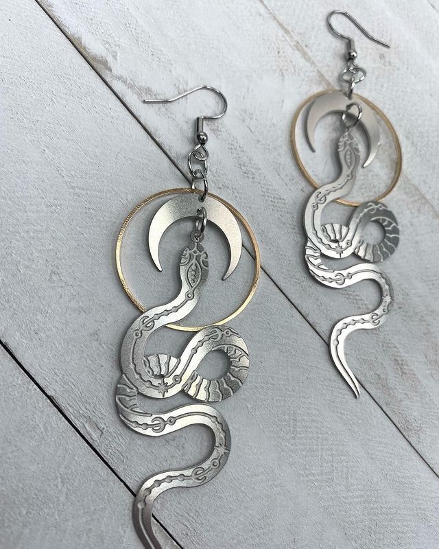 Versatile Stylish Attractive Gold Snake Moon Earrings