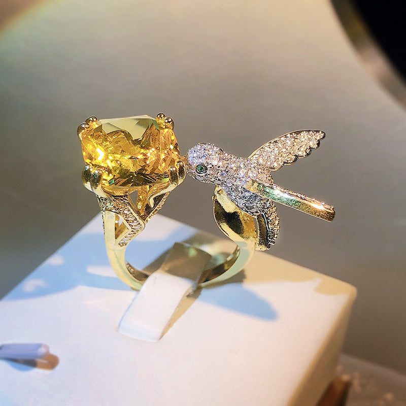 Creative Hummingbird Group Inlaid Zircon Light Rings