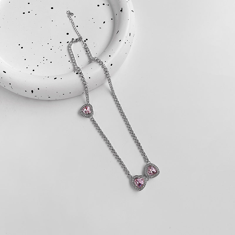 Glänzende Hot Love Pink-Vollzirkon-Halsketten