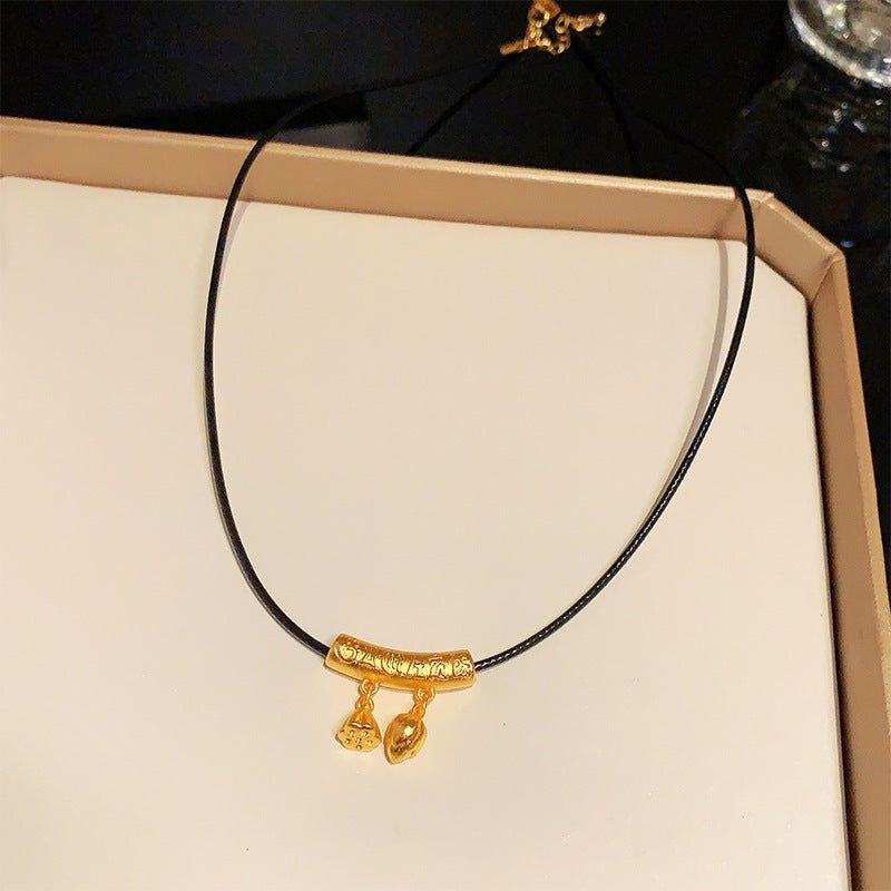 Colliers en cuir avec pendentif porte-bonheur pour femmes, Design de Style National, serrure de sécurité