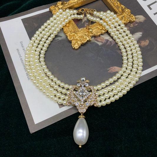 Inlaid Jewel Diamond Water Drop Pendant Necklaces