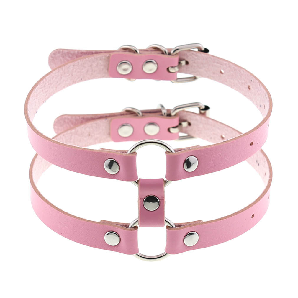 Colliers de personnalité simples en cuir de style gothique à double rangée