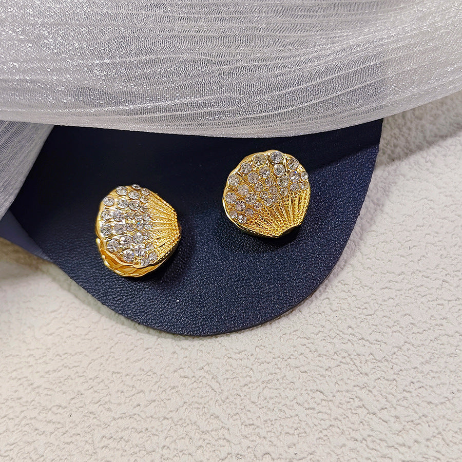 Bagues françaises sauvages élégantes en forme d'éventail de coquille de perle de Zircon