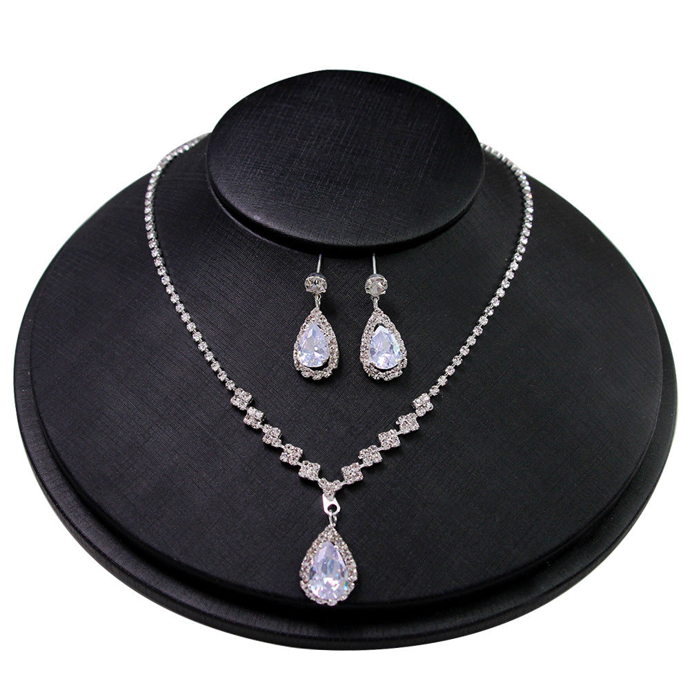 Bridal Fashion Rhinestone Water Drop Zircon Jewelry Set