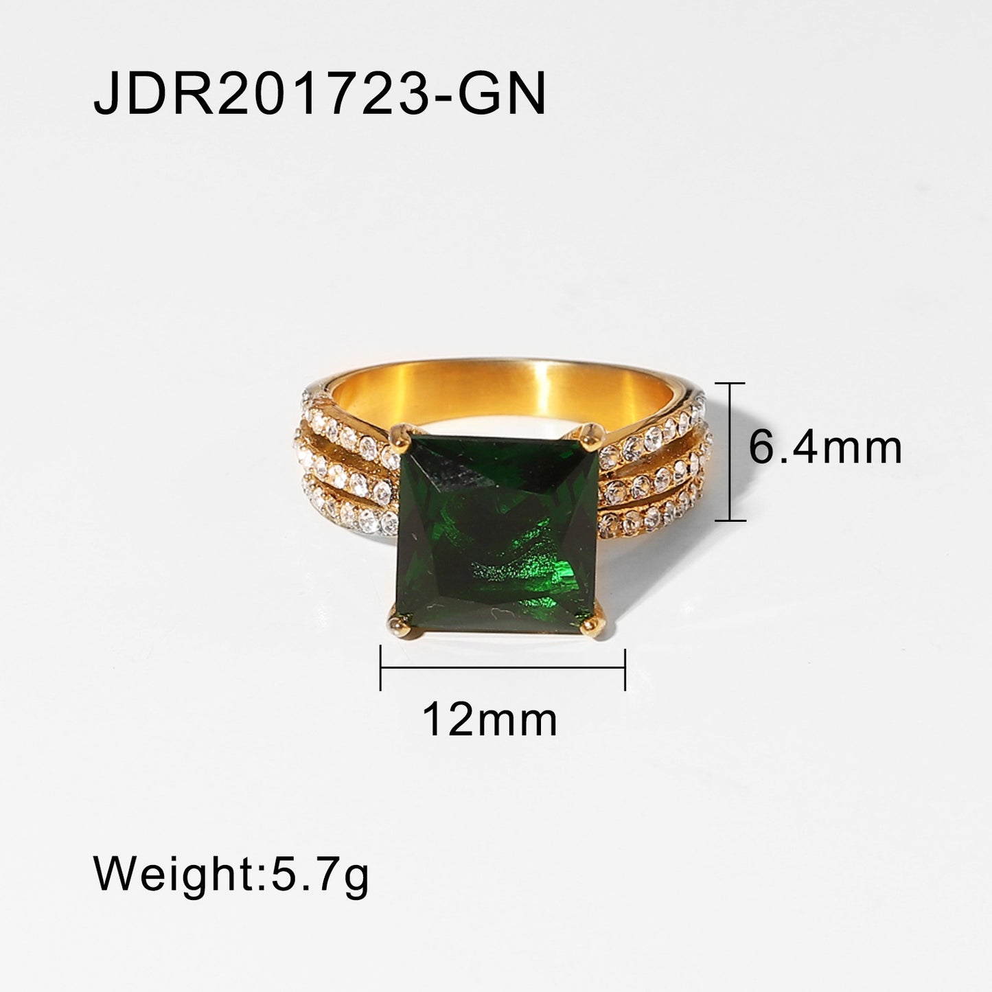 Women's Titanium Steel Gold-plated Stainless Square Zircon Rings