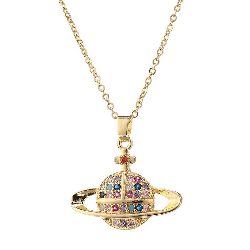 Colliers en Zircon de couleur avec micro incrustation de cuivre Planet
