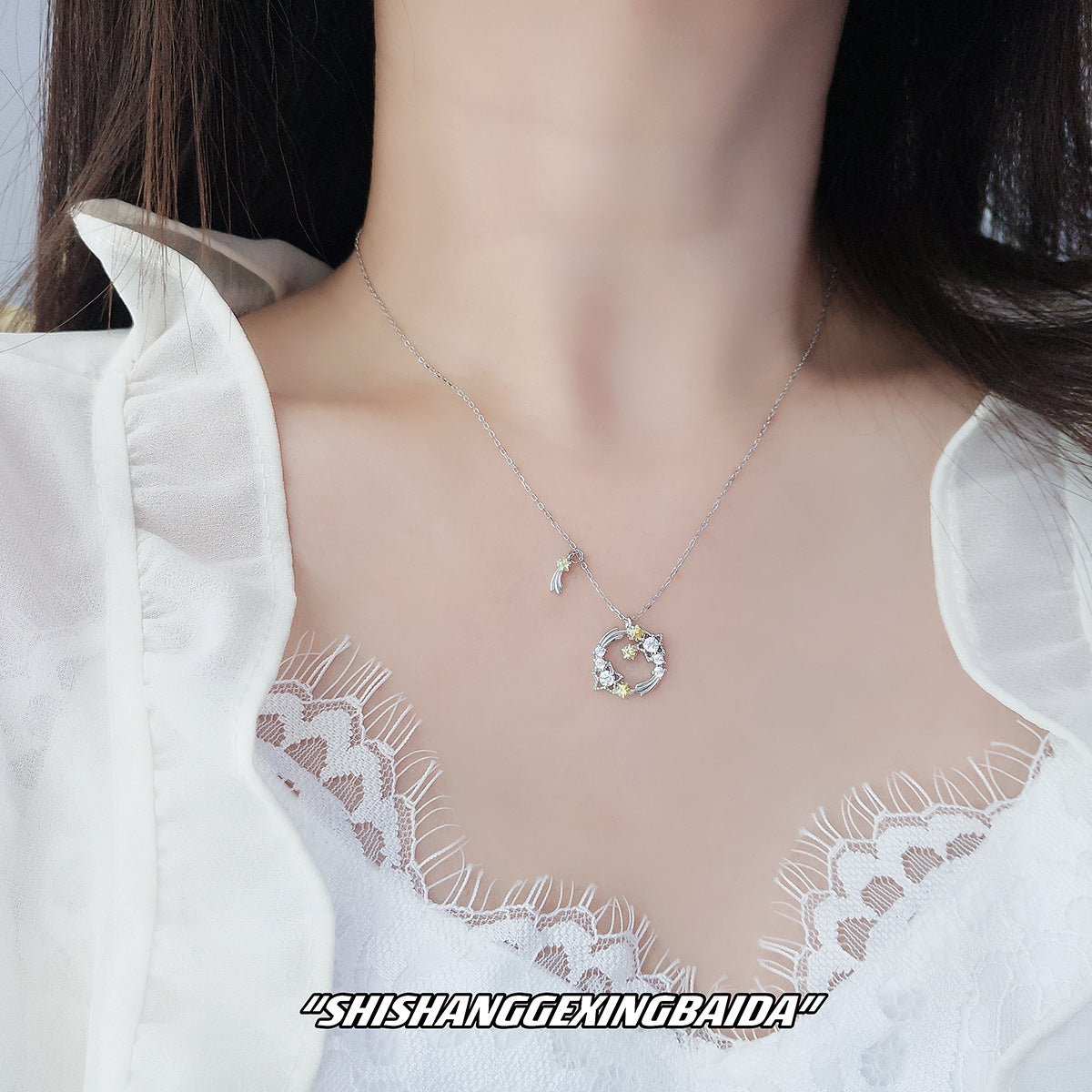 Sterling Silber Diamond Planet Temperamental Minority-Halsketten für Damen