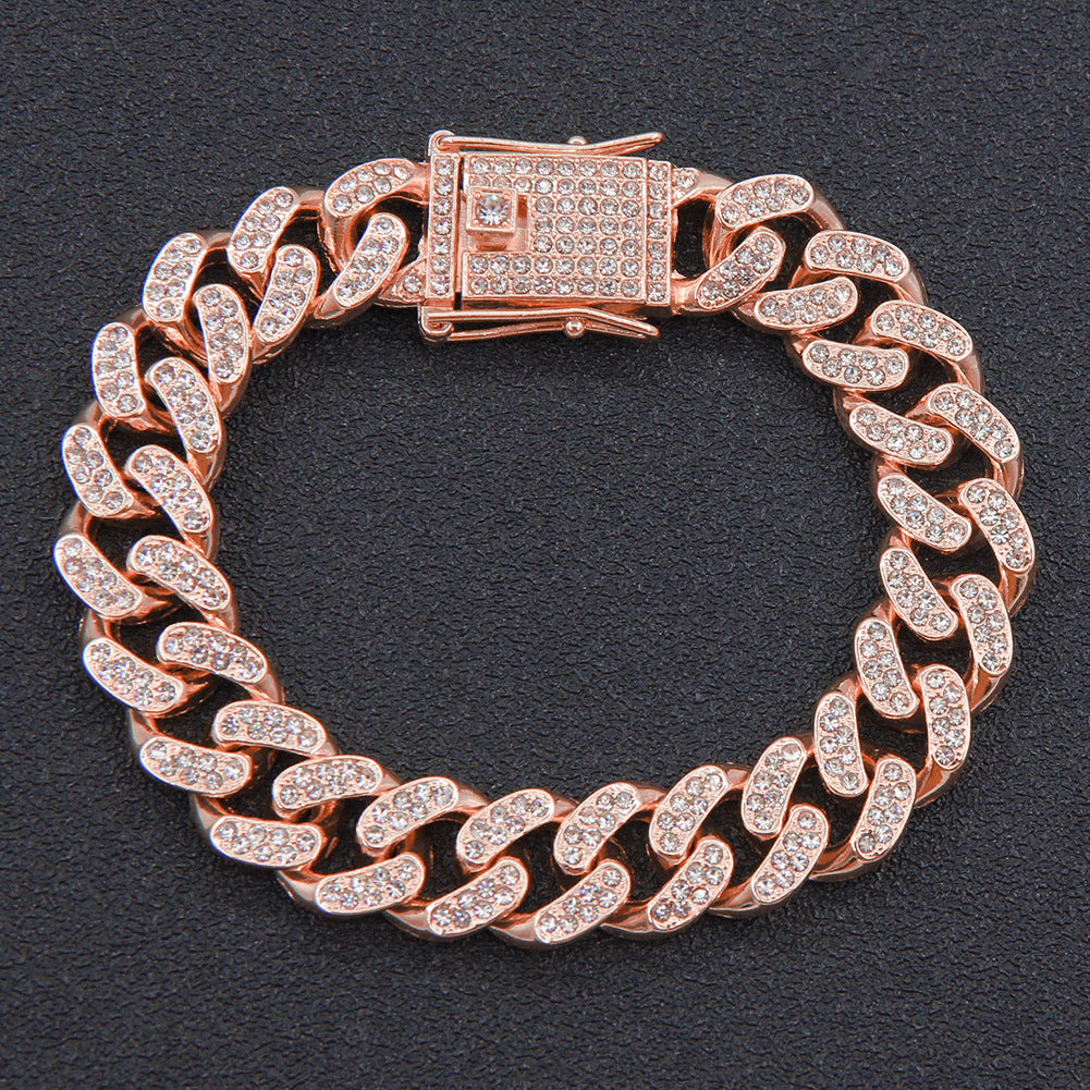 Colliers à chaîne à barre de Miami antique plat en diamant pour hommes