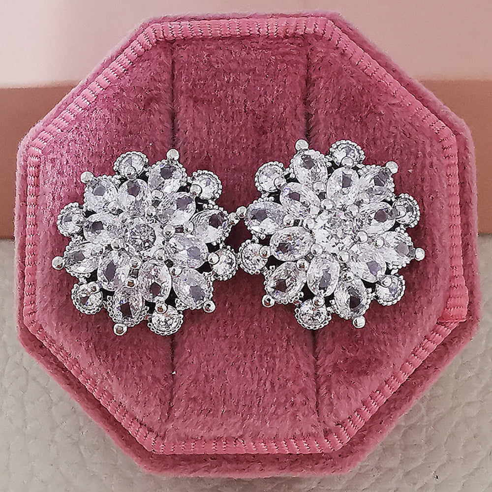 Women's Super Shiny Rhinestone Zircon Flower For Earrings