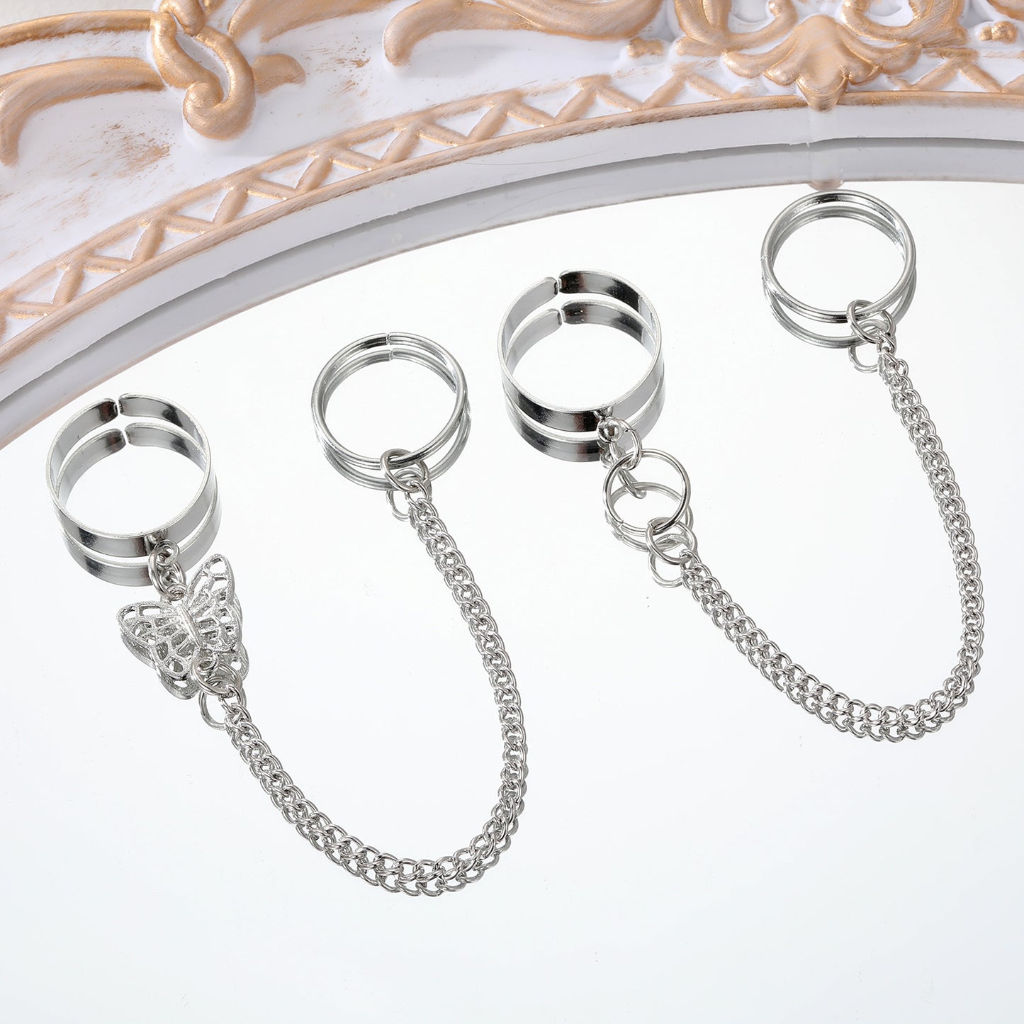 Offene Ringe im Punk-Stil mit Disco-Kette für Damen und Herren