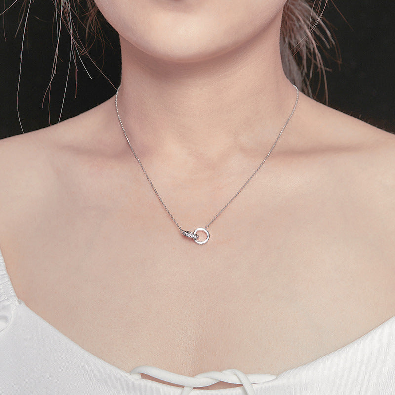 Colliers à double diamant avec boucle en or rose pour femmes