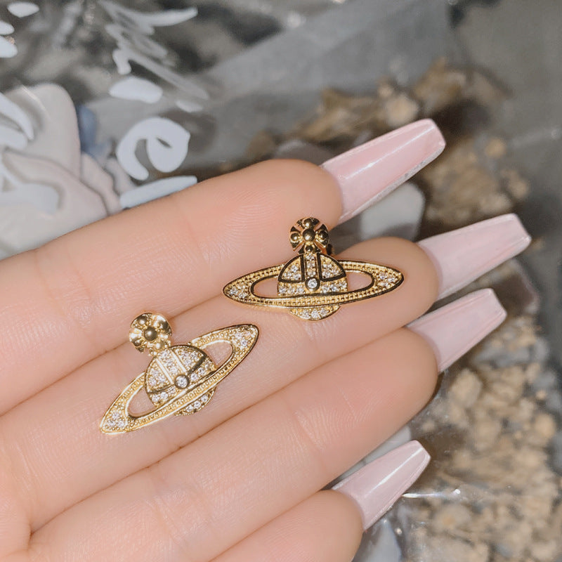 Saturn Series Plated Planet Design Inlaid Rings