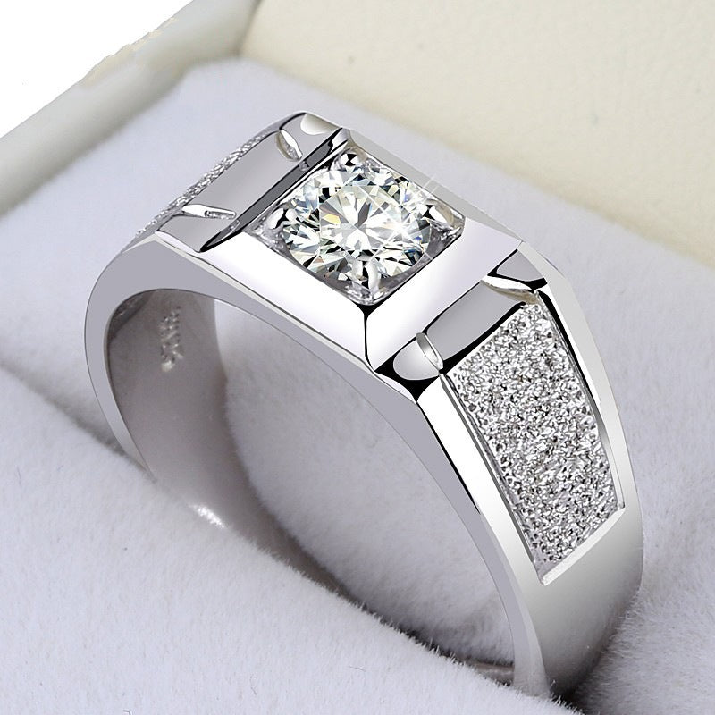 Men's Domineering Frosted Opening Artificial Diamond Ornament Rings