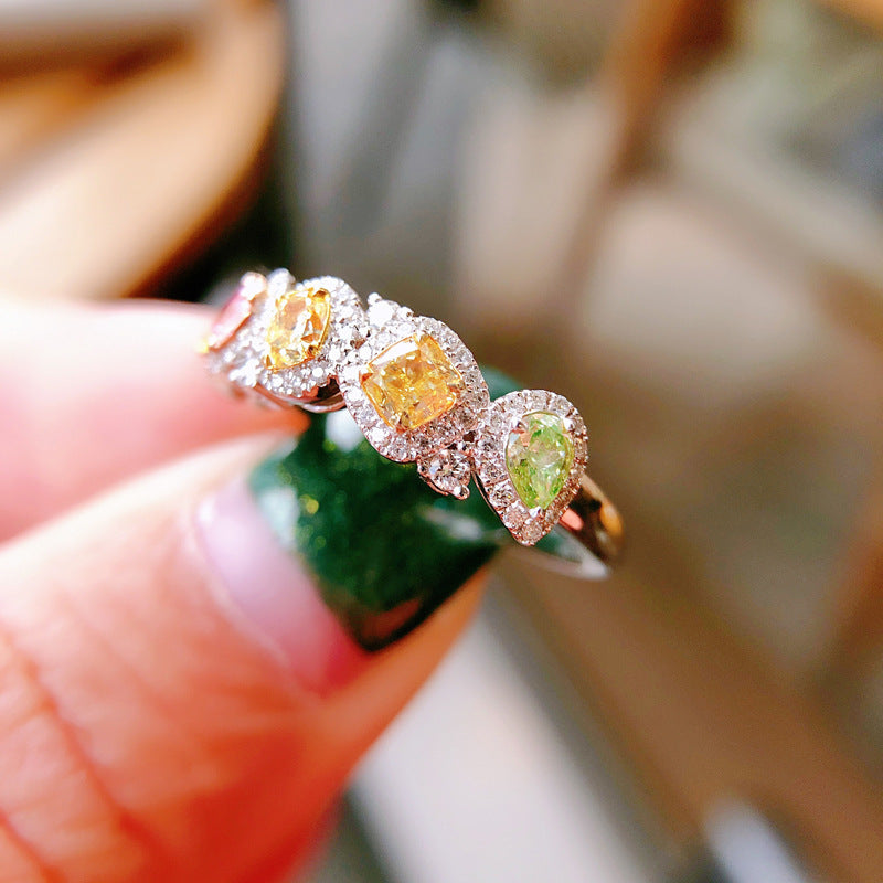 Women's Natural Colorful Crystals Stackable Light Design Rings