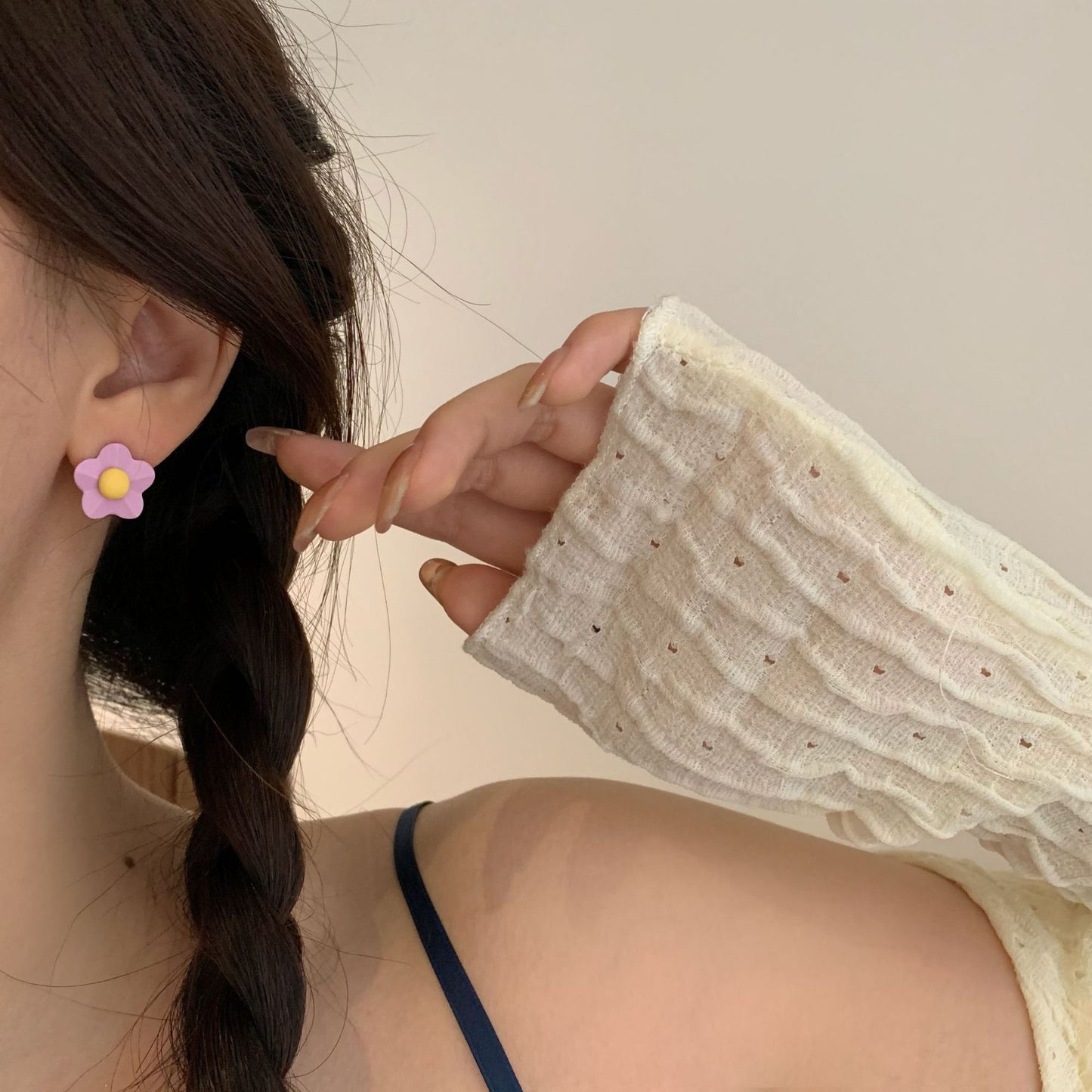Boucles d'oreilles tendance en forme de fleur d'été pour femmes, aiguille en argent