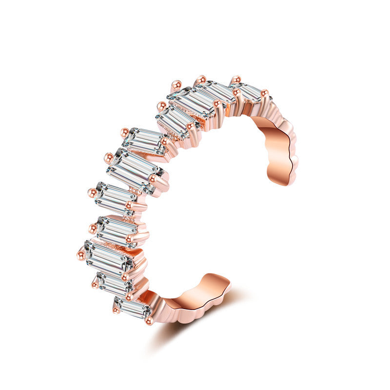 Geometrische trapezförmige Zirkon-koreanische Mode-offene Ringe für Damen
