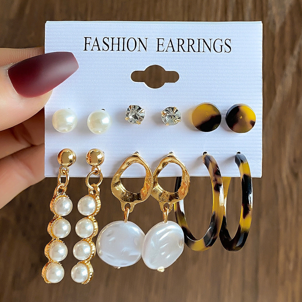 Women's Geometric Circle And Pearl Butterfly Exaggerated Earrings