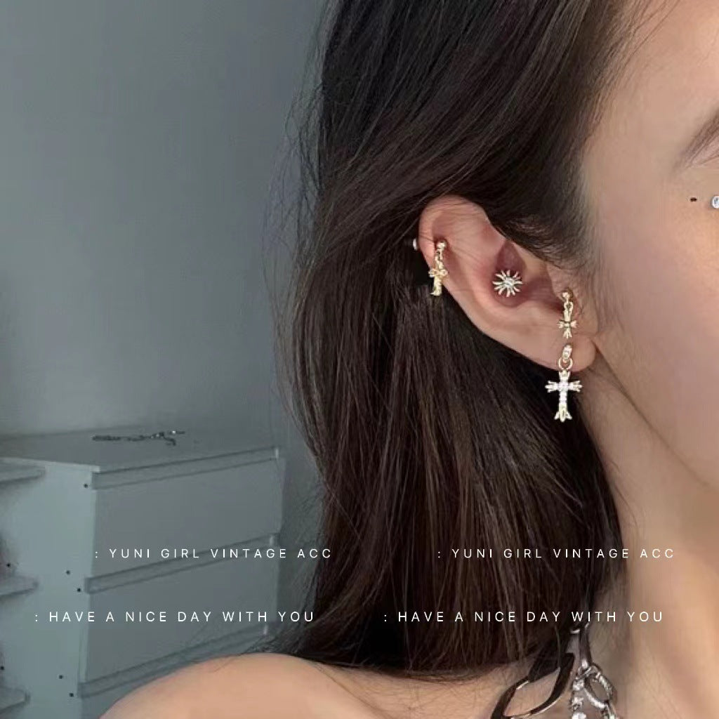 Color Zircon Earings Set Small And Simple Love Earrings