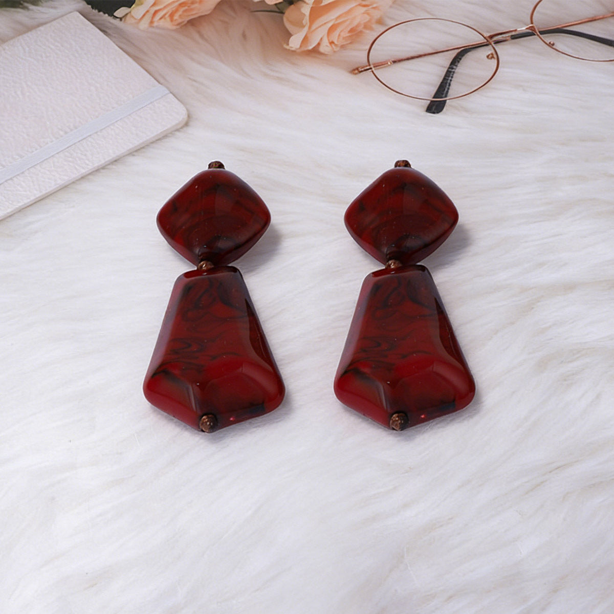 Retro Trendy Resin Beaded Temperament Wild Earrings