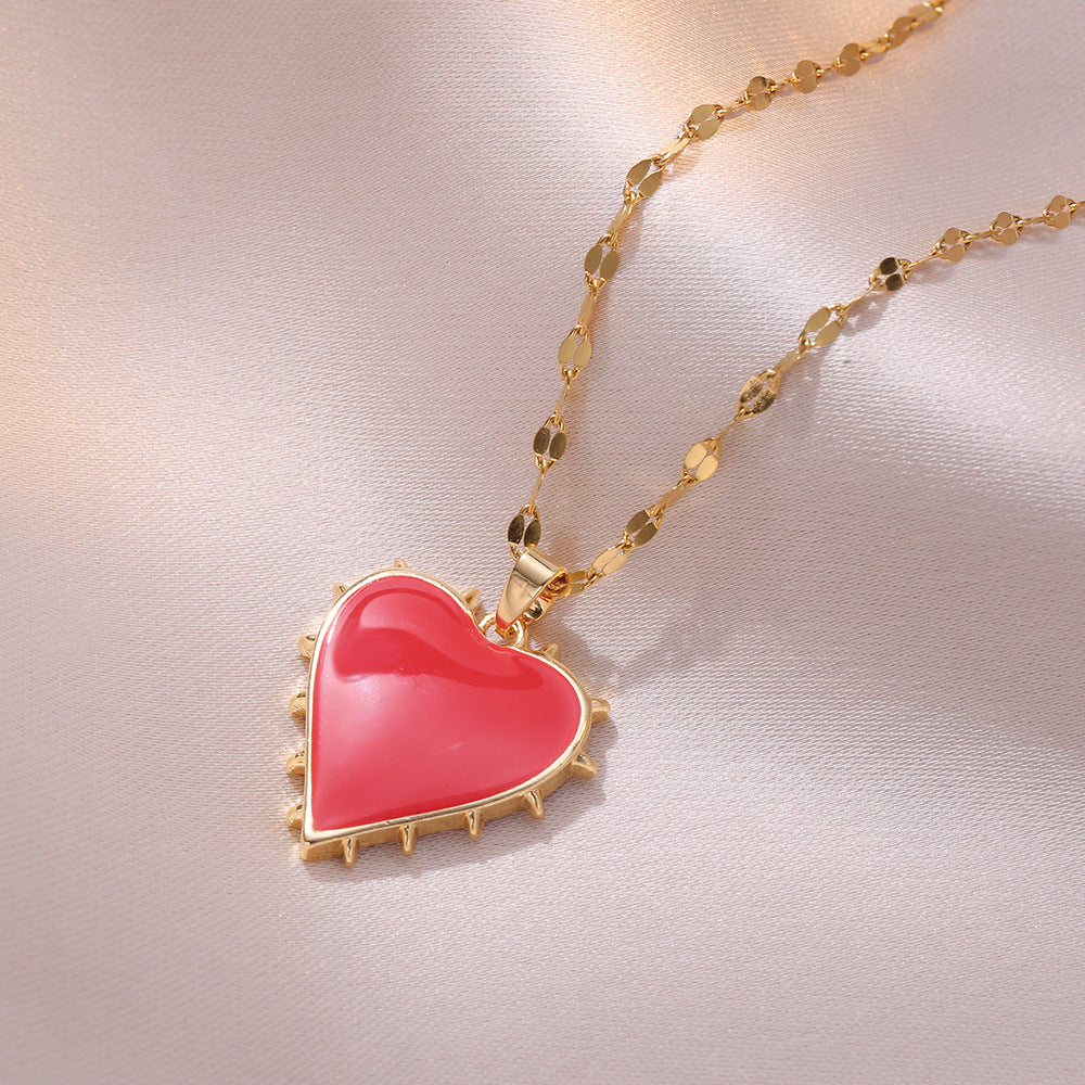 For Red Micro Inlaid Zircon Love Necklaces