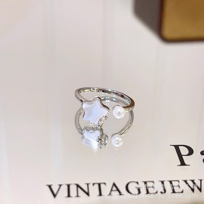 Women's Pearl Exquisite Light Luxury Minority High-grade Unique Twin Index Ring
