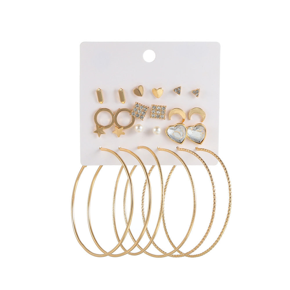 Korean Female Star Moon Love Personalized Earings Set Pair Earrings