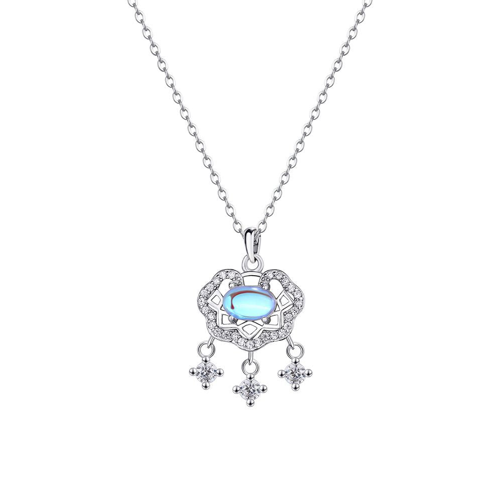 Colliers en pierre de lune en Zircon élégants, Style National minoritaire, Vintage