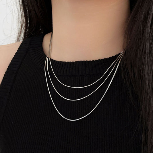 Sier Sterling Electroplated Hexagonal Snake Long And Necklaces