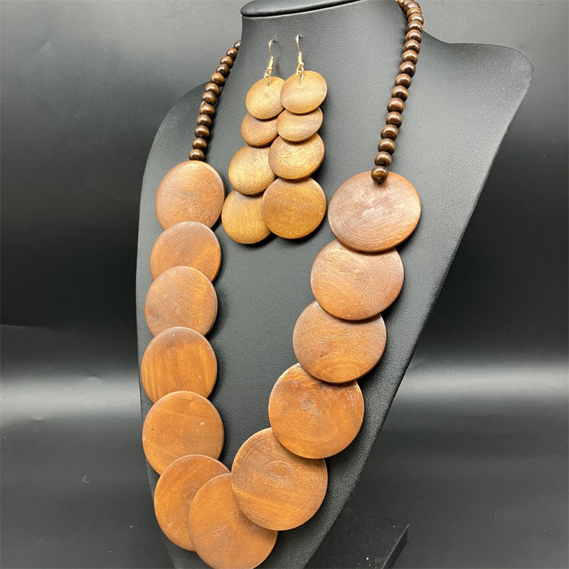 Suite Bohemian Cotton Linen Style Wood Necklaces