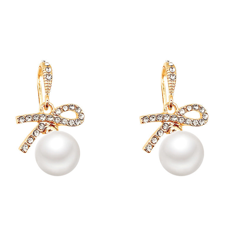 Women's Needle Shiny Bow For Trendy Light Earrings