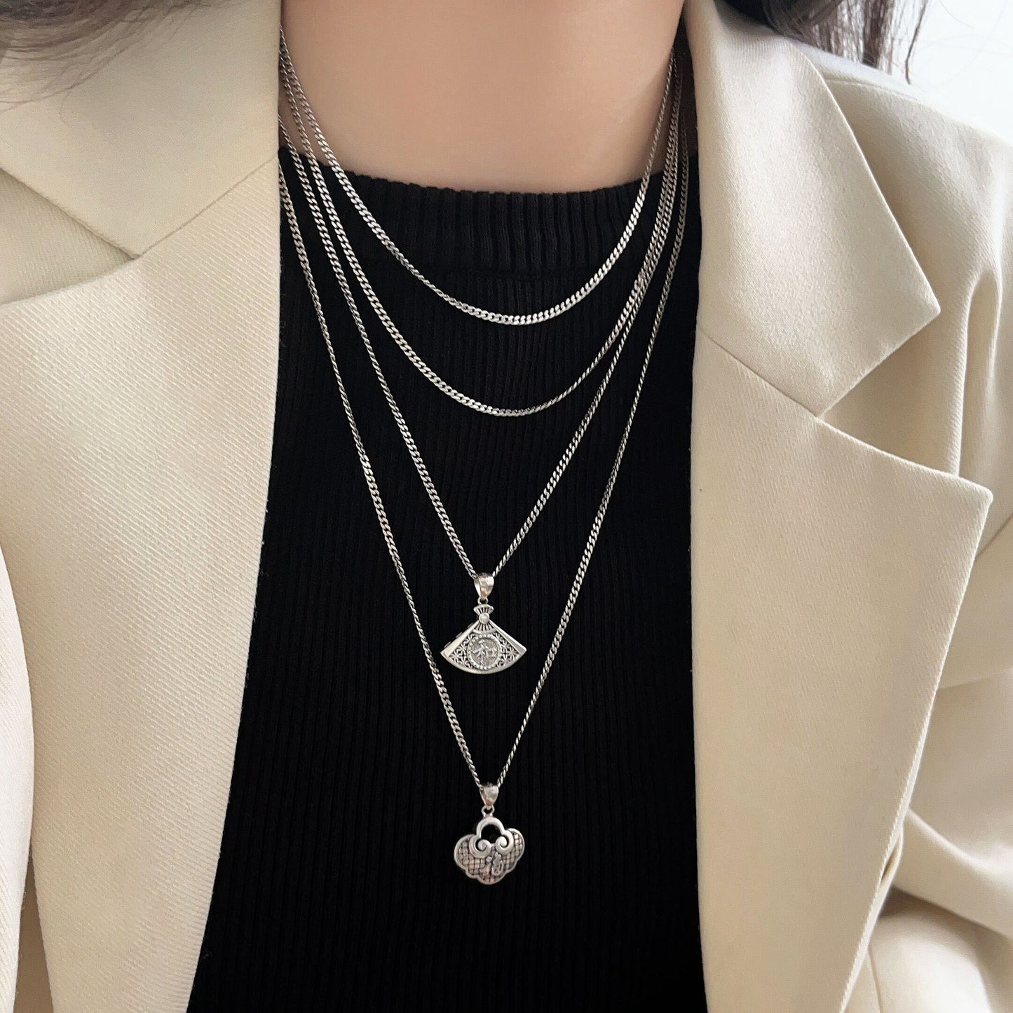 Colliers coréens allongés avec chaîne de pull en argent Sterling pour femmes, hommes et femmes
