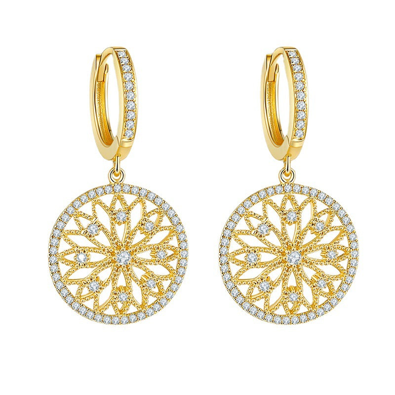 Round Hollow Micro Inlaid Zircon Simulation Baroque Ear Rings