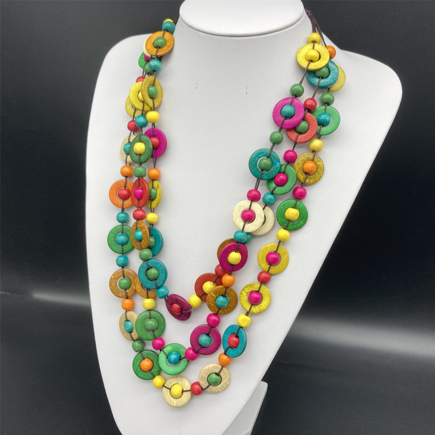 Glamorous Wooden Beaded Bohemian Sweater Chain Necklaces
