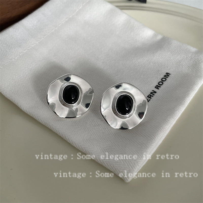 Round Sier Needle Affordable Luxury Fashion Earrings