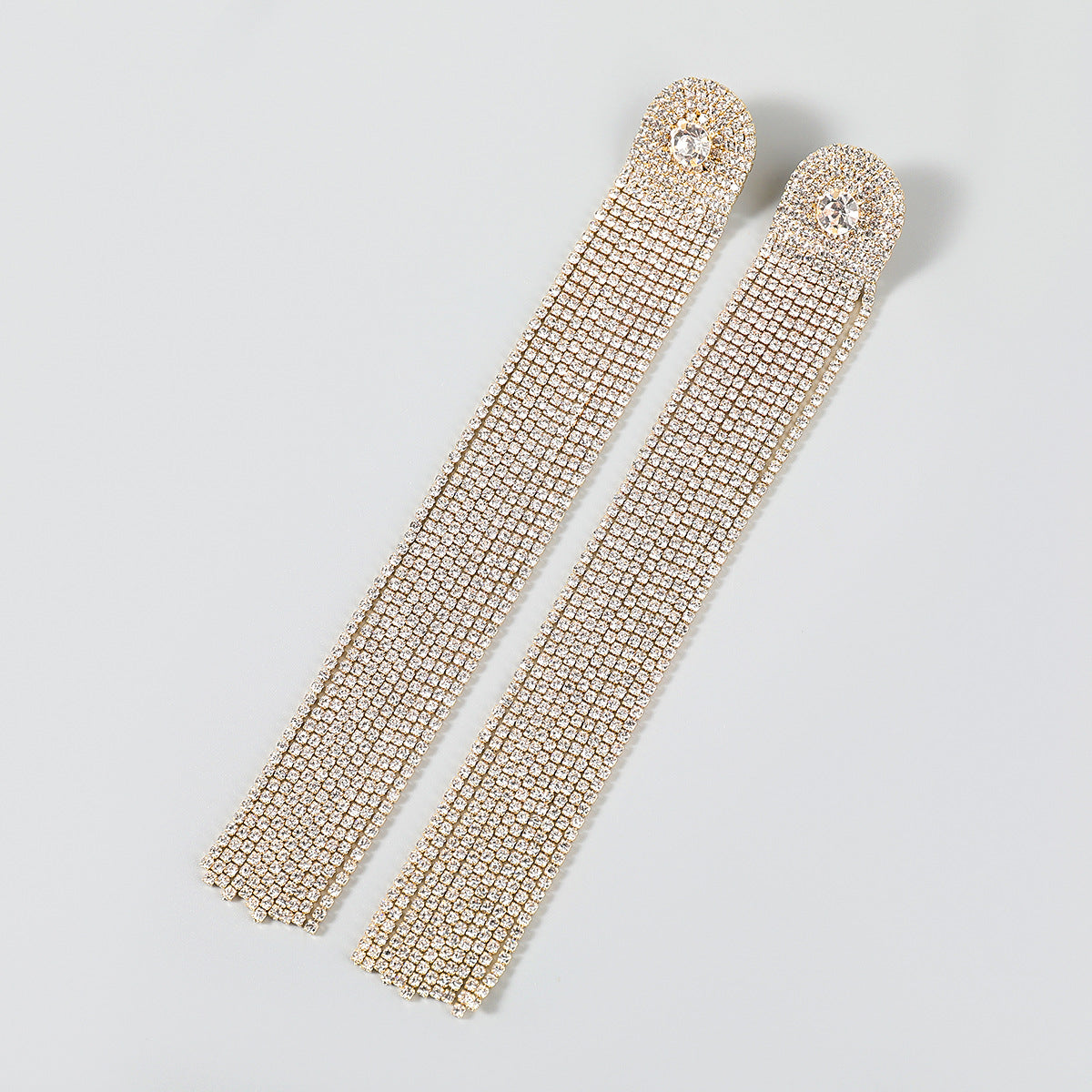 Alloy Diamond Rhinestone Long Fringe Trendy Earrings