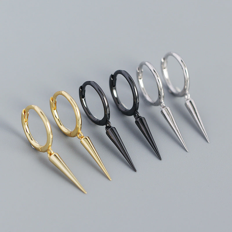Sier Ear Clip Metallic Rivets Conical Earrings