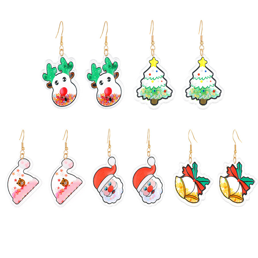 Female Sweet Cute Santa Tree Cartoon Earrings