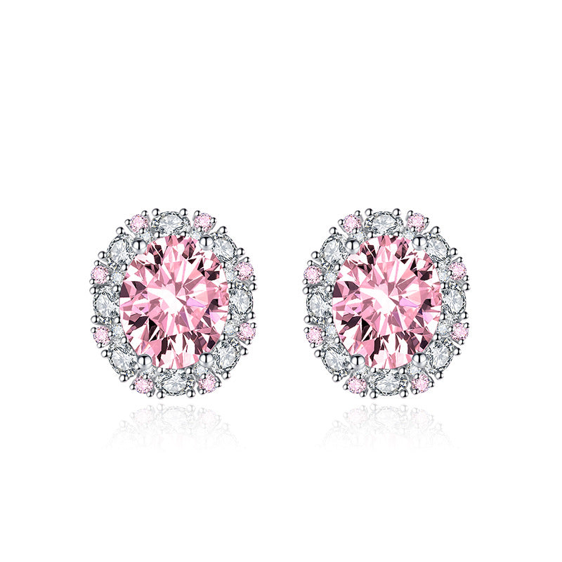 Women's Elegant Oval Zircon Simple Party Jewelry Ornament Earrings
