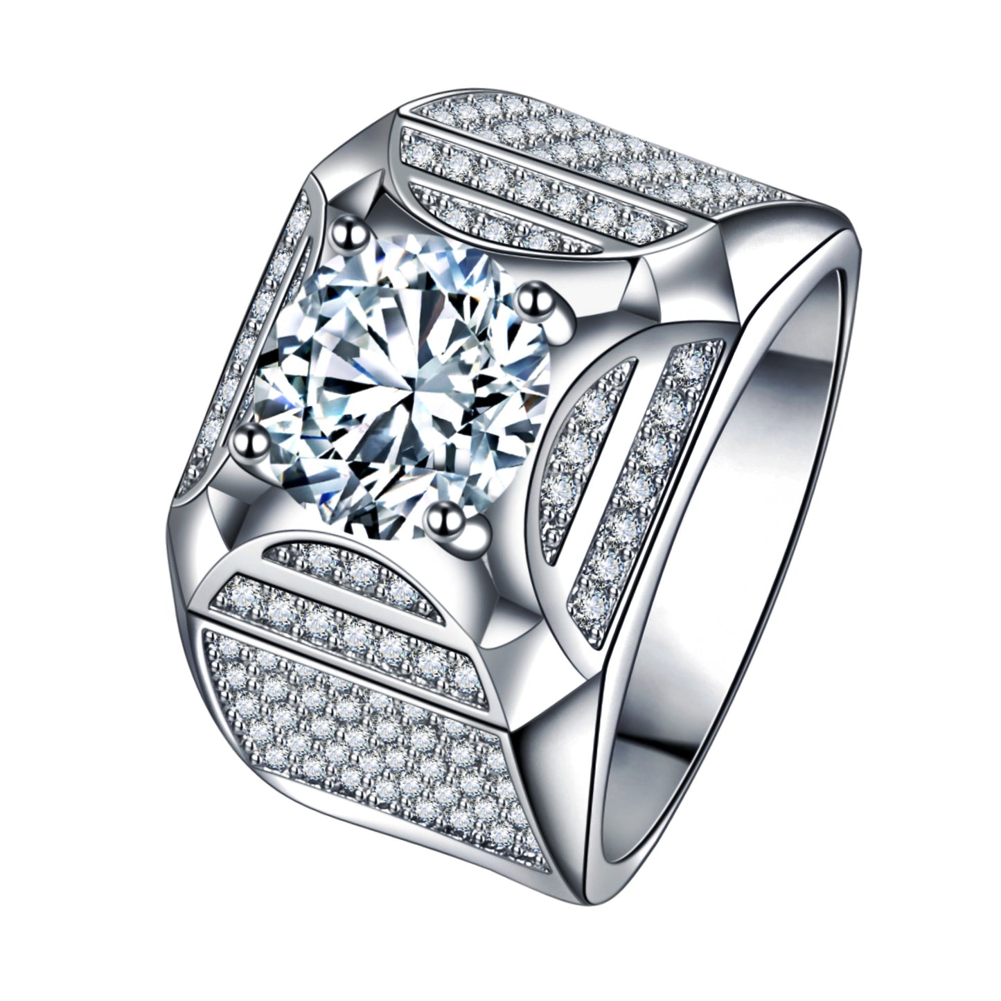 Luxuriöse breite Gentleman-Ringe mit Volldiamanten