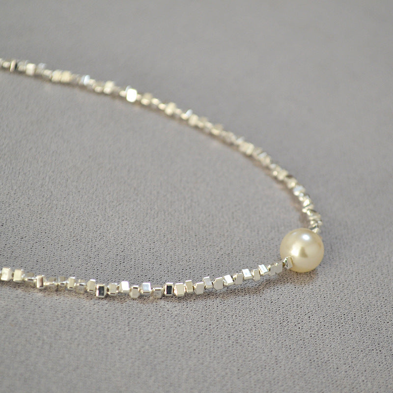 Sier Beaded Simple Short Temperamental Clavicle Necklaces