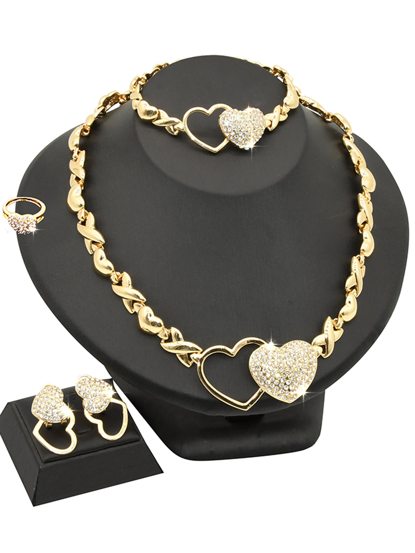 Attractive Women's Gold Heart Indian Popular Jewelry Set